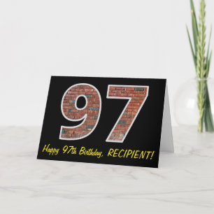 97th Birthday - Brick Wall Pattern "97" w/ Name Card