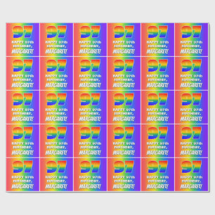 97th Birthday: Colourful, Fun Rainbow Pattern # 97 Wrapping Paper