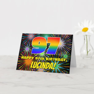 97th Birthday: Fun, Colourful Celebratory Firework Card
