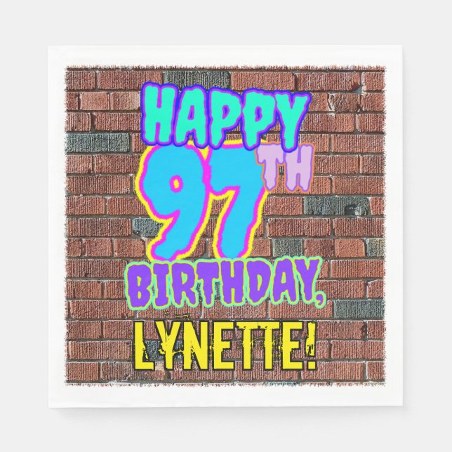 97th Birthday ~ Fun, Urban Graffiti Inspired Look Napkin (Front)