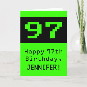 97th Birthday: Nerdy / Geeky Style "97" and Name Card