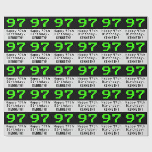 97th Birthday - Nerdy / Geeky Style "97" and Name Wrapping Paper