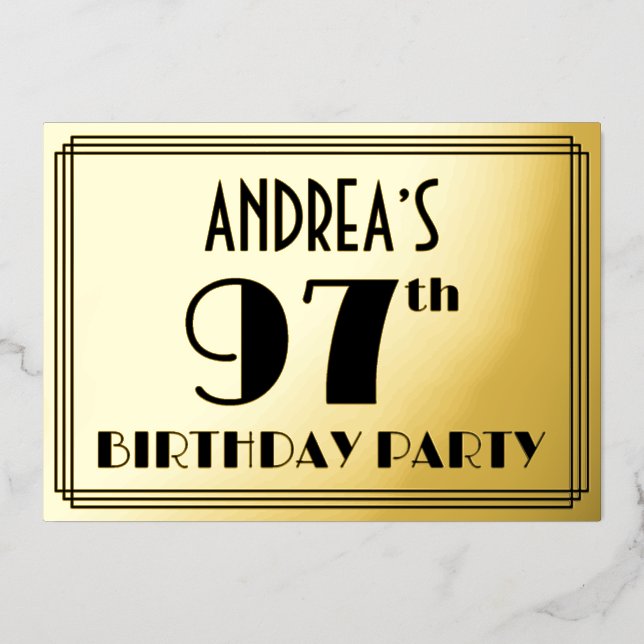 97th Birthday Party — Art Deco Look “97” + Name (Front)