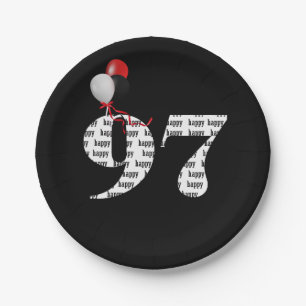 97th birthday party balloons paper plate