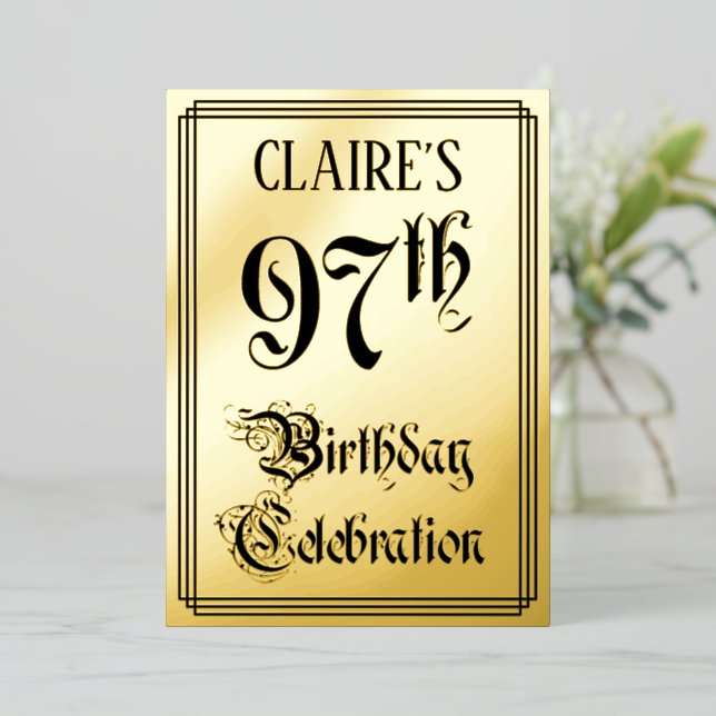 97th Birthday Party — Elegant Script + Custom Name (Standing Front)