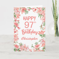 97th Birthday Pink Peach Peonies Watercolor Floral