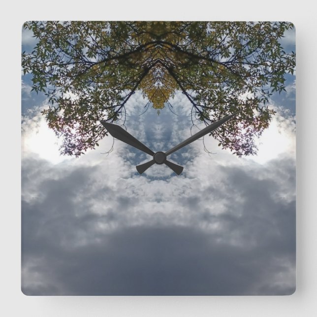 97Z Unique Colourful Abstract Nature Square Wall Clock (Front)