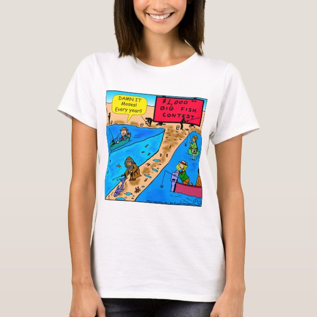 980 Moses fishing contest cartoon T-Shirt (Front)