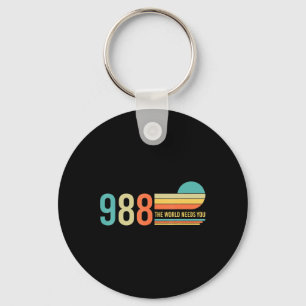 988 Hotline He World Needs You Mental Retro Health Key Ring