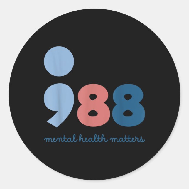 988 Mental Health S Suicide Prevention Awareness  Classic Round Sticker (Front)