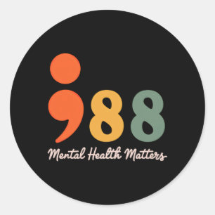 988 Semicolon Mental Health Matters Prevention Classic Round Sticker