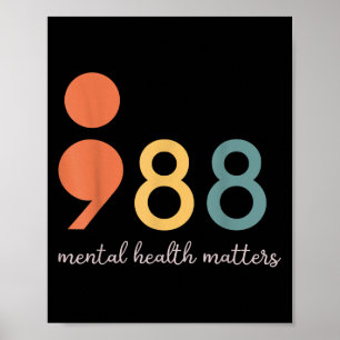 988 Semicolon Mental Health S Suicide Prevention  Poster