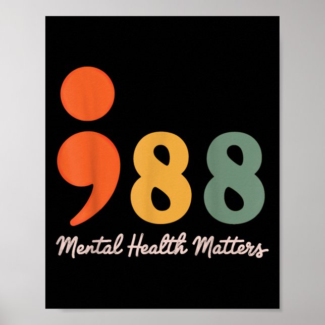 988 Semicolon Mental Health S Suicide Prevention  Poster (Front)