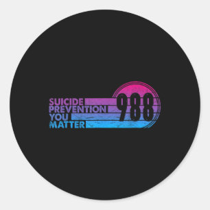 988 Shirt Suicide Prevention Lifeline 988 Awarenes Classic Round Sticker