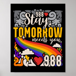 988 Stay Tomorrow Need You Mental Health Awareness Poster