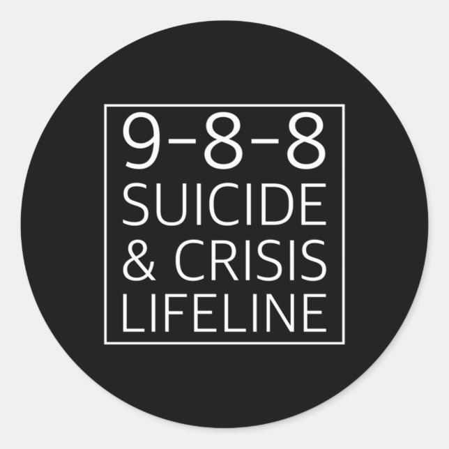988 Suicide Awareness Crisis Lifeline 988  Classic Round Sticker (Front)