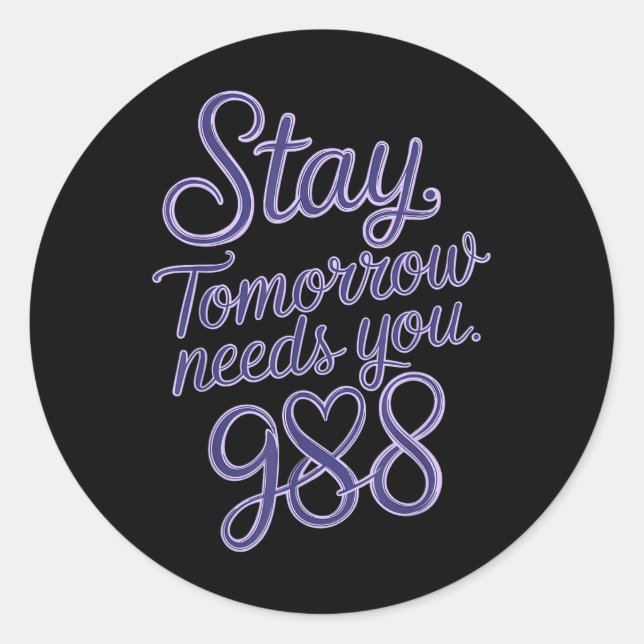 988 Suicide Prevention Awareness  Classic Round Sticker (Front)