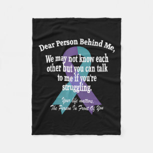 988 Suicide Prevention Awareness Dear Person Behin Fleece Blanket