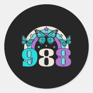 988 Suicide Prevention Awareness Mental Health Ret Classic Round Sticker