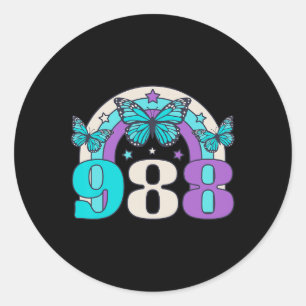 988 Suicide Prevention Awareness Mental Health Ret Classic Round Sticker