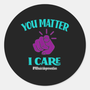 988 Suicide Prevention Awareness Semi-colon Mental Classic Round Sticker