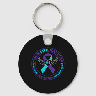 988 Suicide Prevention Awareness Semi-colon Mental Key Ring