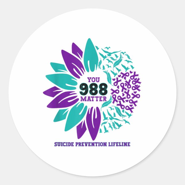 988 Suicide Prevention Awareness Semi-colon You  Classic Round Sticker (Front)