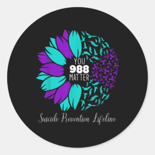 988 Suicide Prevention Awareness Semi-colon You Classic Round Sticker