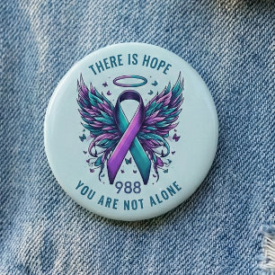 988 Suicide Prevention Hope & Awareness Gear 6 Cm Round Badge