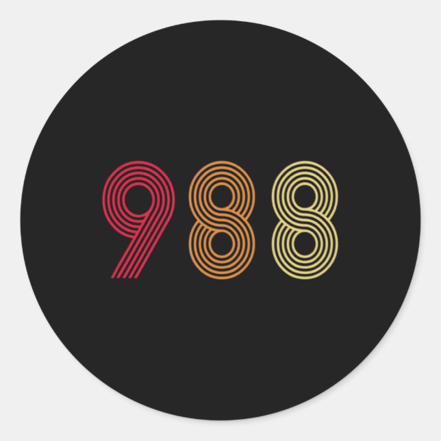 988 Suicide Prevention Hotline Health Mental Aware Classic Round Sticker (Front)