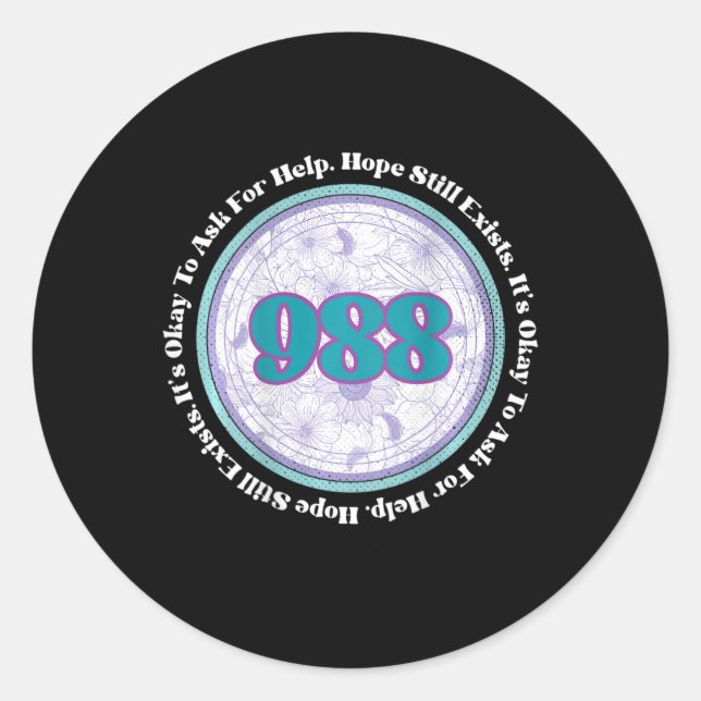 988 Suicide Prevention It's Okay To Ask For Help B Classic Round Sticker (Front)