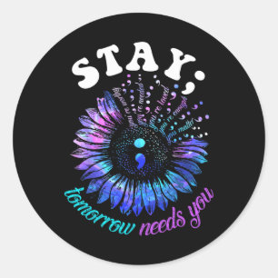 988 Suicide Prevention Stay Tomorrow Needs You Men Classic Round Sticker