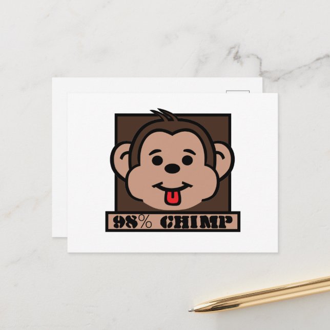 98% Chimp, Chimpanzee Postcard (Front/Back In Situ)