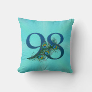 98 Peacock Feather Birthday Anniversary Elegant Cushion