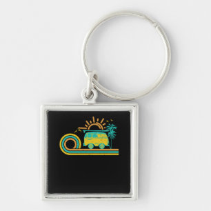 98.Surfing Camperretrosunsetpalm Tree Camper Van C Key Ring