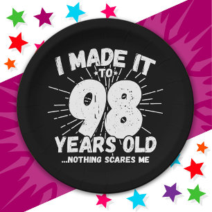 98 Year Old Sarcastic Meme Funny 98th Birthday Paper Plate