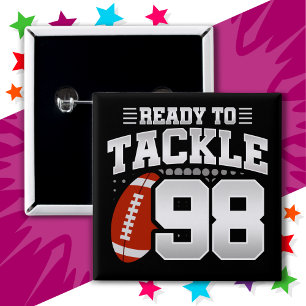 98 Year Old Tackle Football Party 98th Birthday 15 Cm Square Badge