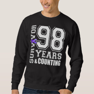 98 Years Survivor I Wear Purple Ribbon Lupus Aware Sweatshirt