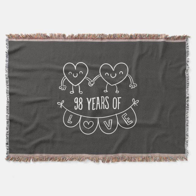 98th Anniversary Gift Chalk Hearts Throw Blanket (Front)