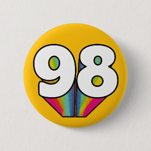 98th birthday 98 years old celebration 6 cm round badge