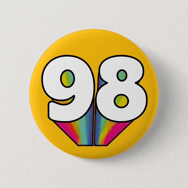 98th birthday 98 years old celebration 6 cm round badge (Front)