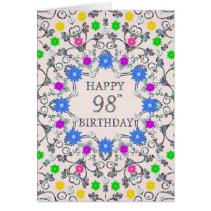 98th Birthday Abstract Flowers 