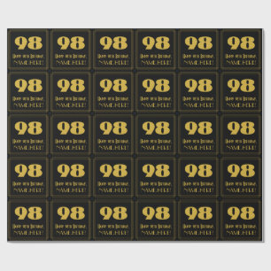 98th Birthday – Art Deco Inspired Look "98" & Name Wrapping Paper
