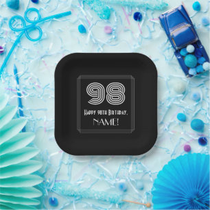 98th Birthday — Art Deco Inspired Look “98” Paper Plate