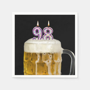 98th Birthday Beer on black Napkin