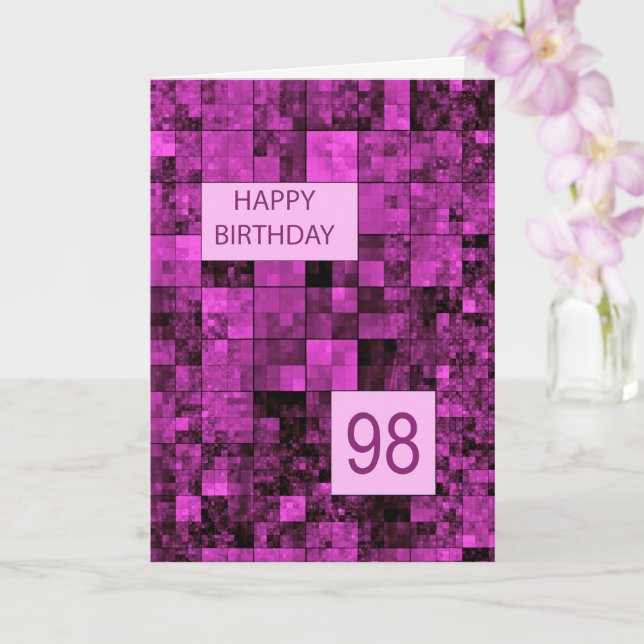 98th Birthday Birthday Pink Pattern  Card (Orchid)