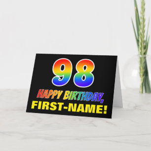 98th Birthday: Bold, Fun, Simple, Rainbow 98 Card