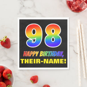 98th Birthday: Bold, Fun, Simple, Rainbow 98 Napkin