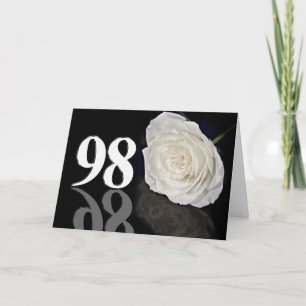 98th Birthday Card with a classic white rose