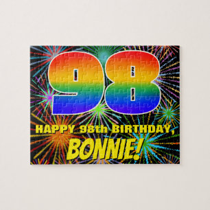 98th Birthday: Fun, Colourful Celebratory Firework Jigsaw Puzzle